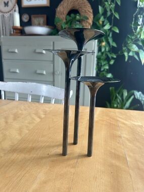 Lino sabattini Concerto authentic Set of 3 Modern silver Candle Holders signed